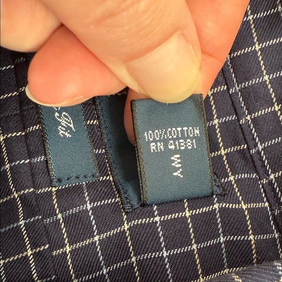 Ralph Lauren Men's Classic Fit Navy Check Button-Down One Pocket, No Pony 18|XXL - Picture 8 of 10